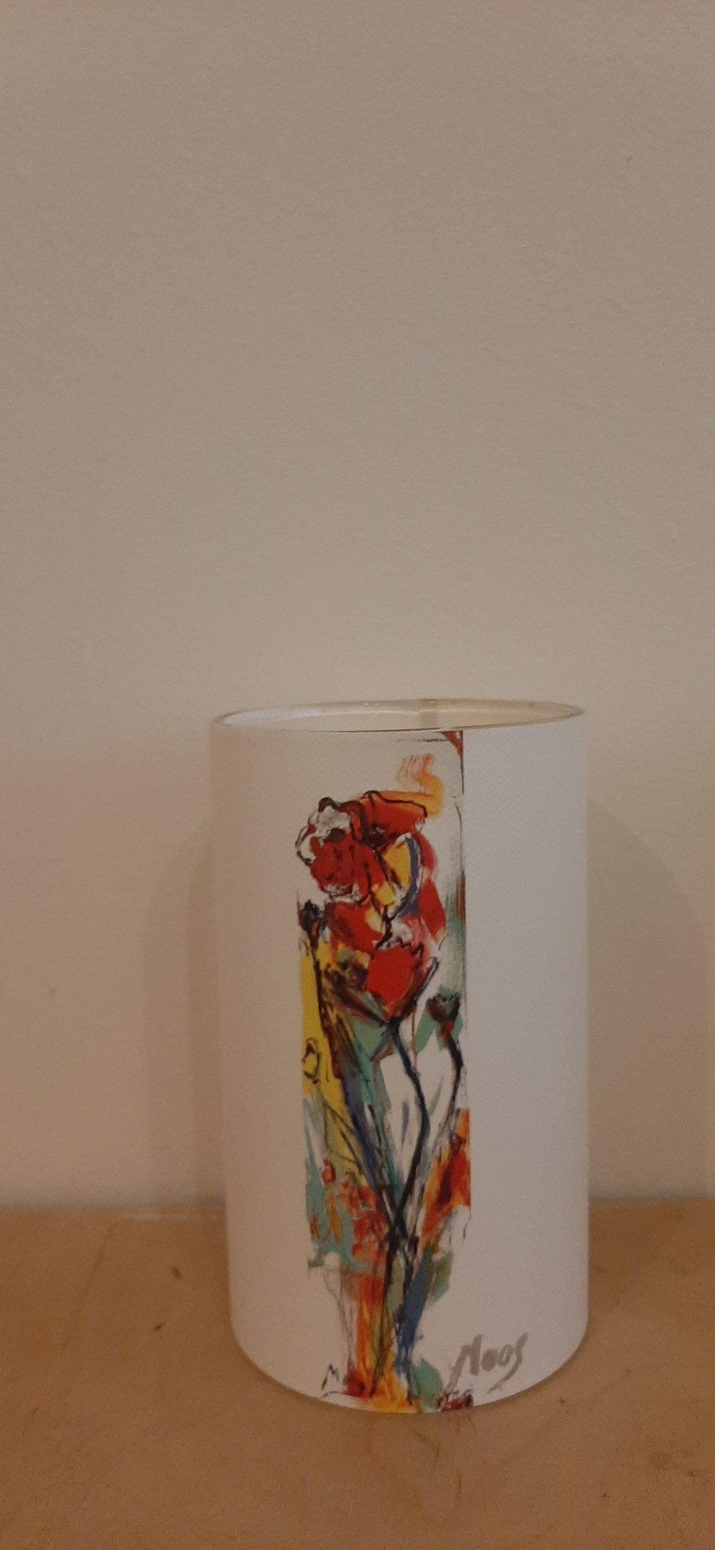 Tischlampe /Blumen-Tanz/ Leinwanddruck auf Glas mit LED Birne warmweiß oder auch als Solarlampe