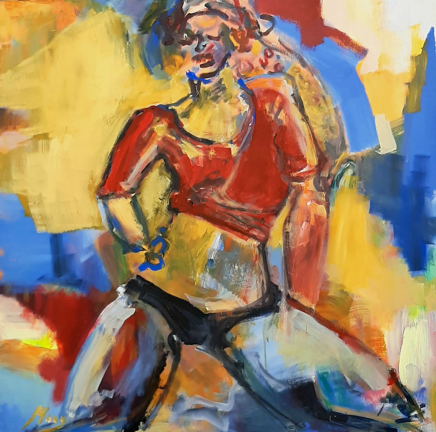 Selbstbewusst - 100x100 cm Acryl auf Leinwand, Original von Isabella Moog Verkauft