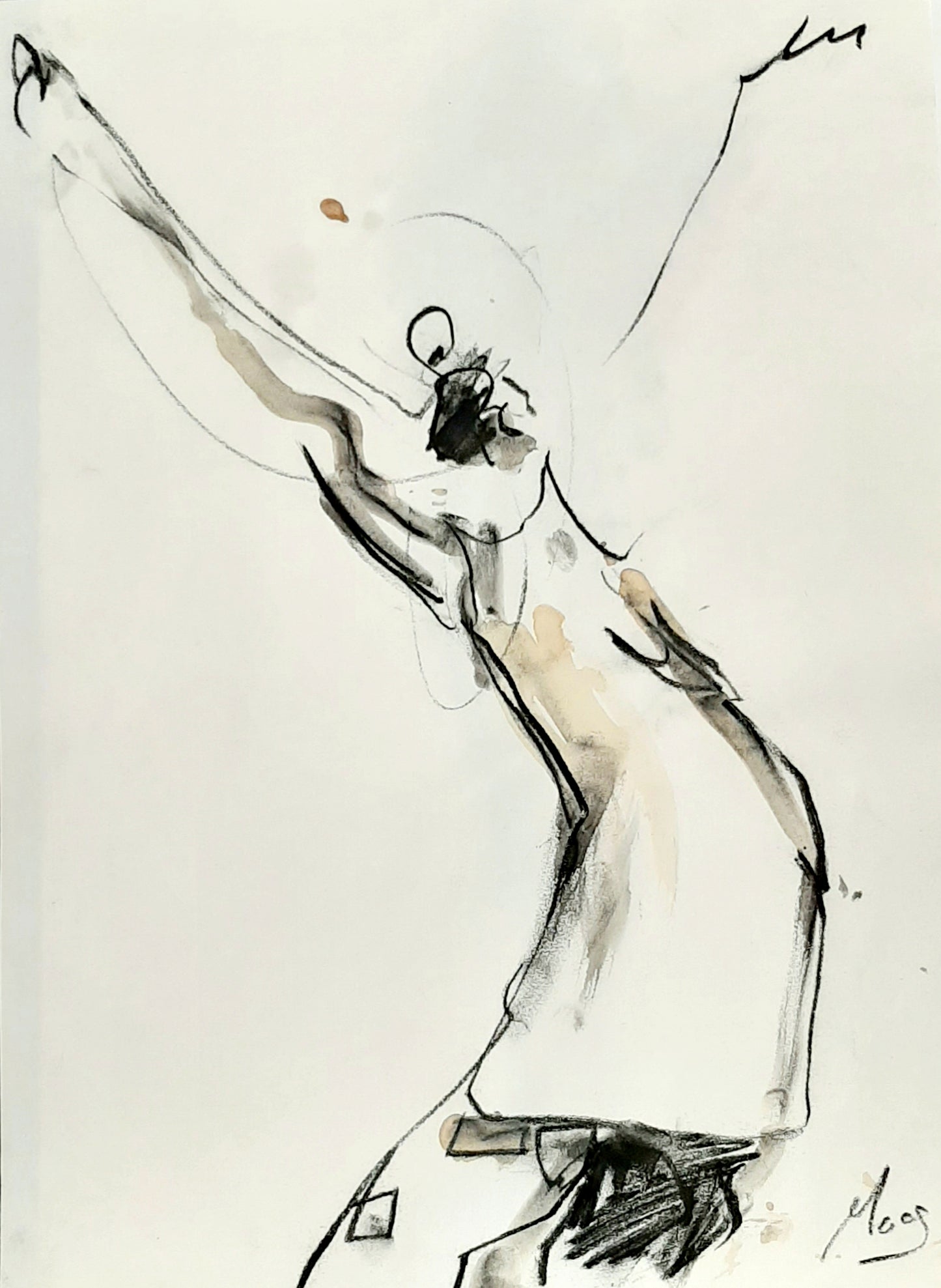 Körper Tanz frei sein - Kafee und Tusche auf Papier - 30 x 40cm